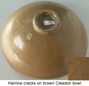 Crackling in the glaze in common on ancient Chinese Celadons